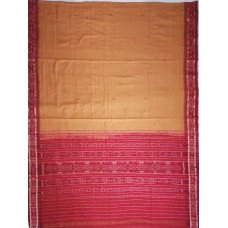 Maniabandhi Red Border Brown Color Cotton Saree