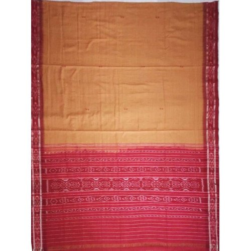 Maniabandhi Red Border Brown Color Cotton Saree