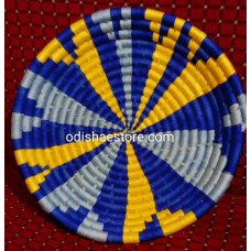 Sabai Grass & Wool Fruit Basket (yellow ,blue & gray)