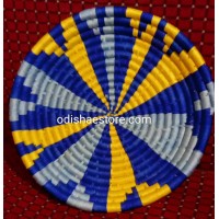 Sabai Grass & Wool Fruit Basket (yellow ,blue & gray)
