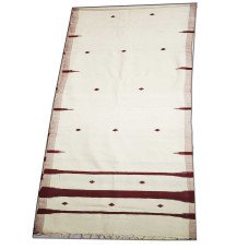 White Kotpad Stole with Maroon Print Plain Odhni