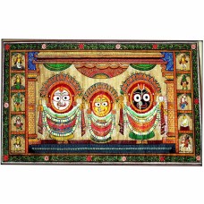 Lord Jaganath Balabhadra Subhadra Pattachitra on Silk with Dus Avatar