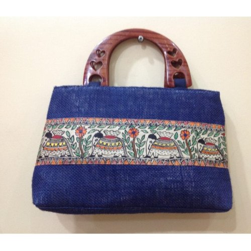 FANCY JUTE HANDBAG WITH MADHUBANI