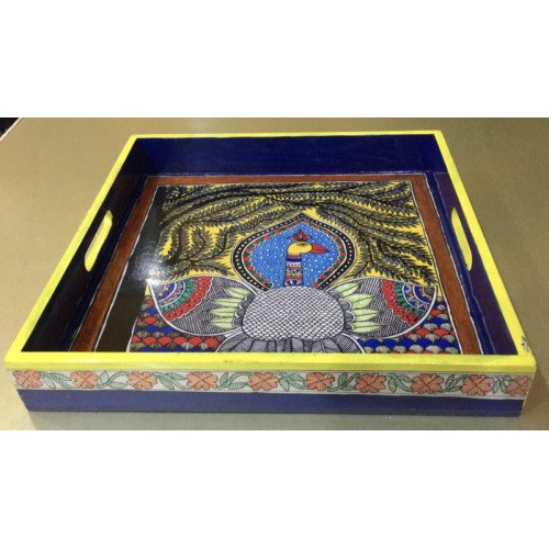 Madhubani , Hand Painted Serving Tray