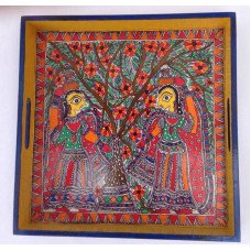 Madhubani , Hand Painted Serving Tray