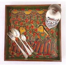 Madhubani , Hand Painted Serving Tray