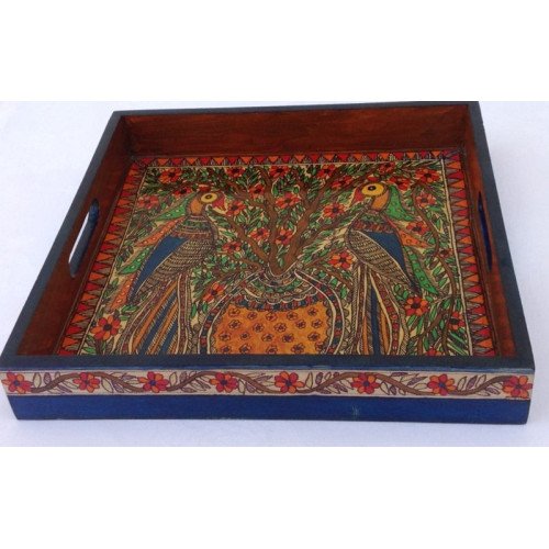 Madhubani , Hand Painted Serving Tray