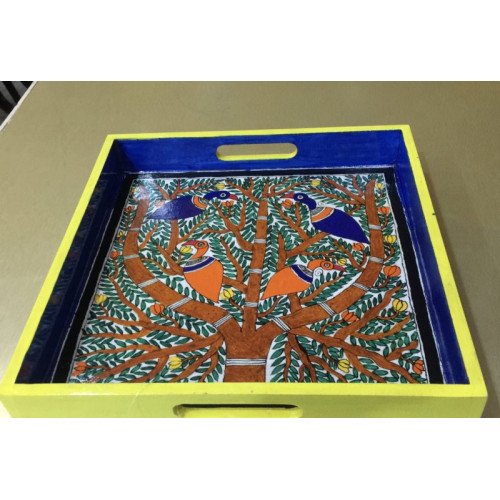 Madhubani , Hand Painted Serving Tray