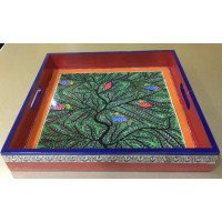 Madhubani , Hand Painted Serving Tray