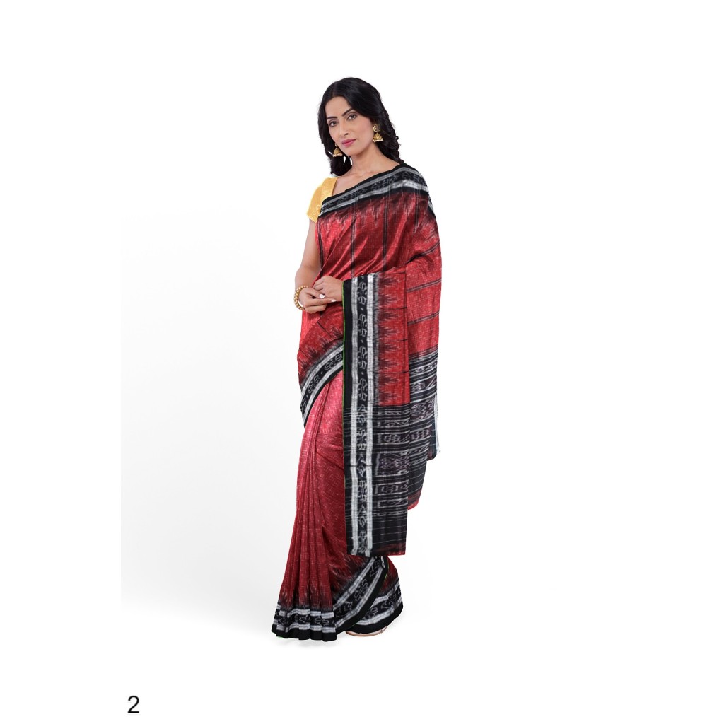 Buy pasapalli Printed Sambalpuri Cotton Blend Maroon, Black Sarees Online @  Best Price In India | Flipkart.com