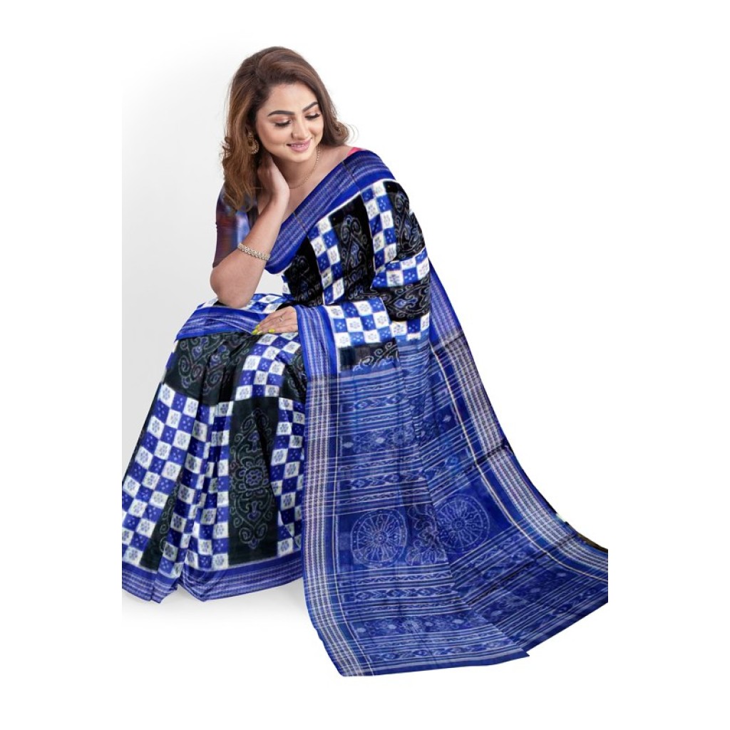 Blue Ikkat Sambalpuri Silk Saree | A660603885 – Priyadarshini Handloom