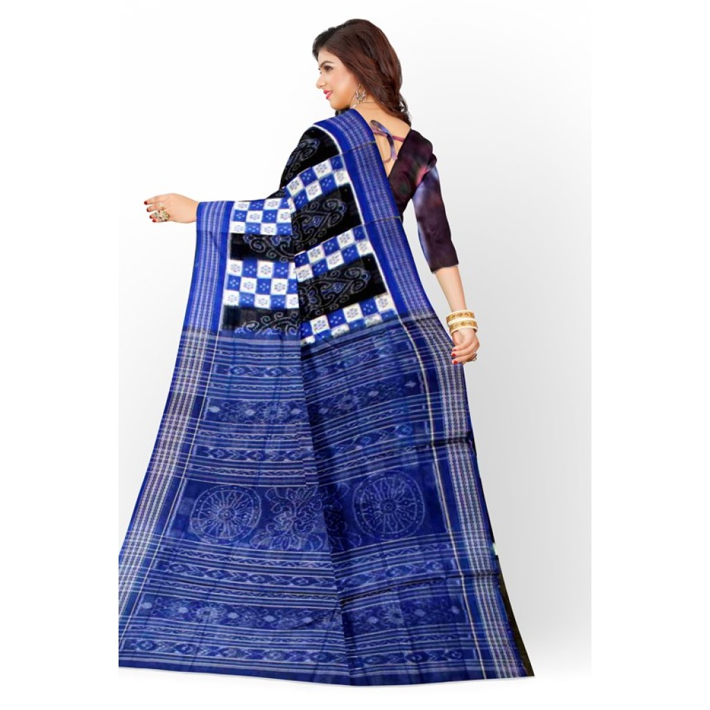 Buy Offwhite and Blue Color Sambalpuri Silk Saree At IndyVogue