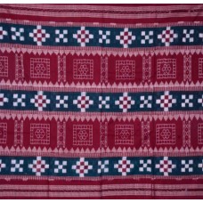 Sambalpuri Maroon and Green Mini Boarder Saree