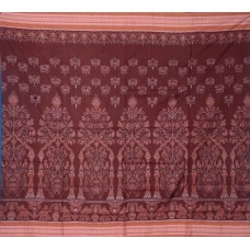 Sambalpuri Masharaj Deep Brown & Light Brown Paper Cotton Saree