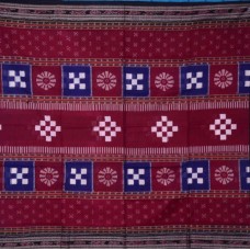 Sambalpuri Masharaj Maroon Blue & Black Pashapali Cotton Saree