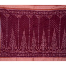 Sambalpuri Masharaj Maroon & Brown Paper Cotton Saree